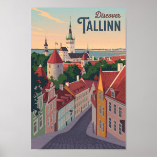 Poster Tallinn Estônia Ilustração Viagem Art Vintage
