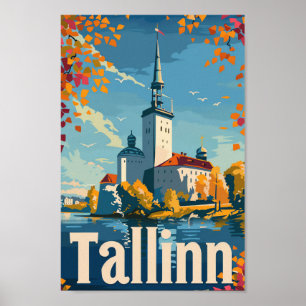 Poster Tallinn Estônia Vintage - Ilustração de Viagem