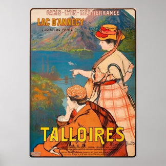Poster Talloires, lago de Annecy, casal em piquenique, vi
