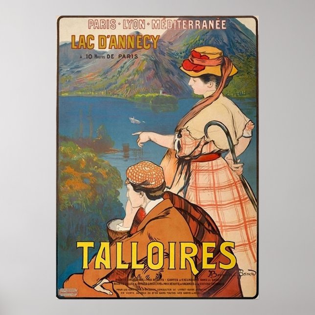 Poster Talões, lago de Annecy, casal em piquenique, colhe (Frente)