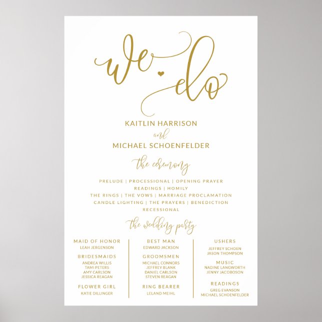 Poster Tamanho do Cartaz do Programa de Casamento com Cal (Frente)