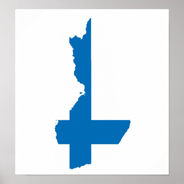 Poster Tamanho do cheio do Mapa de Sinalizador da Finlând (Frente)