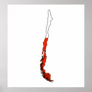 Póster Tamanho do cheio do Mapa de Sinalizador do Chile