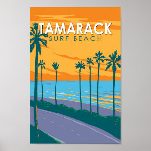 Poster Tamarack Surf Beach California Viagem Art Vintage