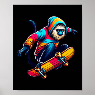 Poster Tamarin Macaco Legal Esquisito Ilustração Skate