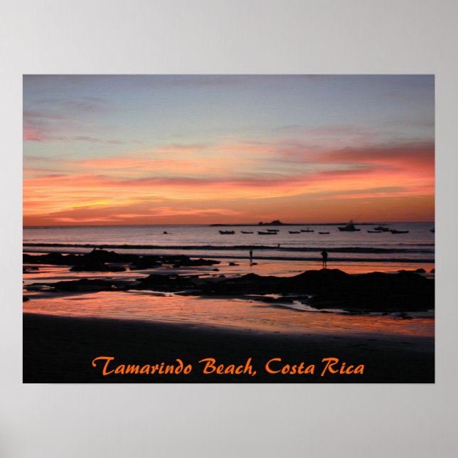 Poster Tamarindo Sunset Boats, Tamarindo Beach, Costa... (Frente)