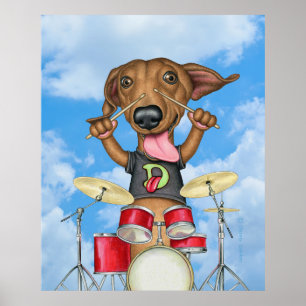Poster Tambores De Brincadeira De Dachshund