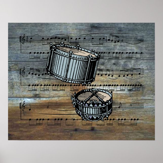Poster Tambores De Snare - Música Em Folha De Fundo De Ba (Frente)