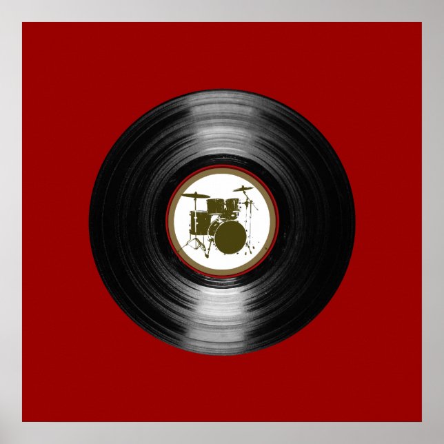 Póster tambores de vinilo para paredes (Frente)