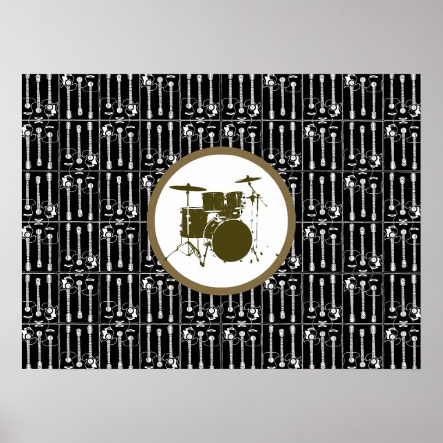 Póster tambores e guitarras para paredes (Frente)