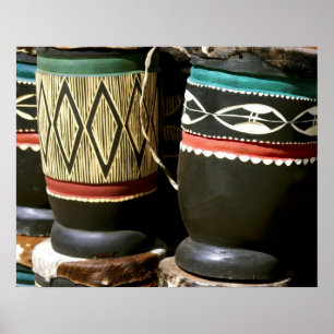 Póster Tambores entalhados à mão, Livingston, Zâmbia