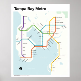 Poster Tampa Bay Metro - Mapa de Metrô Fantasia, Tampa, F