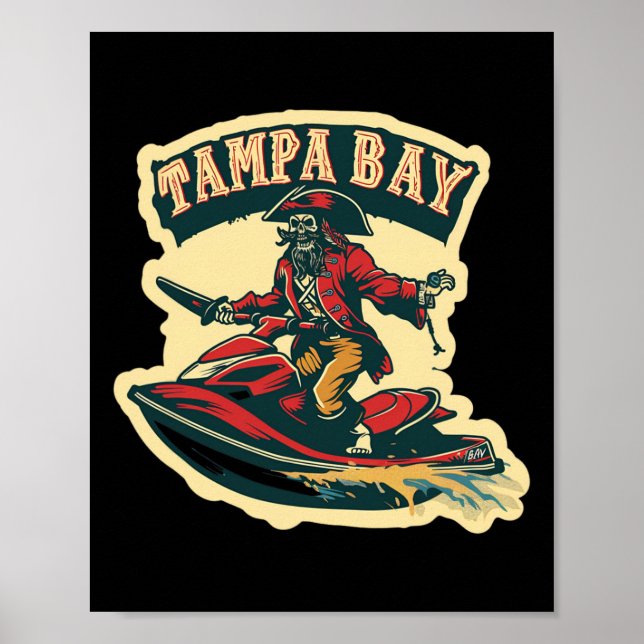Poster Tampa Bay Pirate Florida Jetski Boating Funny Gasp (Frente)