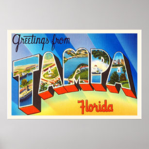 Poster Tampa Florida FL Old Vintage Travel Souvenir