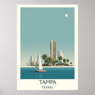 Poster Tampa Florida Vintage Skyline Bay Viagem Art