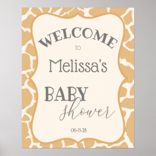 Poster Tan Baby Boy Giraffe Chá de fraldas