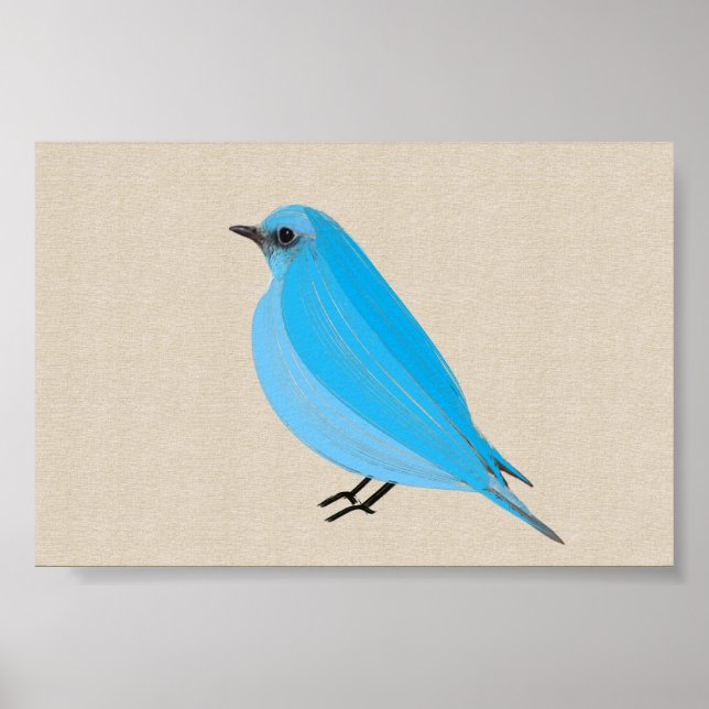 Poster Tanager Azul Brilhante na Canvas Linen (Frente)