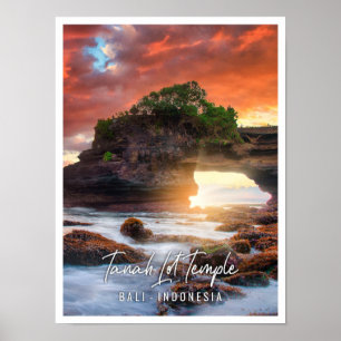 Poster Tanah Lot Temple ao pôr do sol em Bali, Indonésia