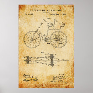 Póster Tandem Bicycle Blueprint