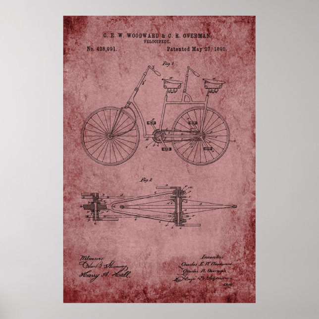 Poster Tandem Bicycle Blueprint (Frente)