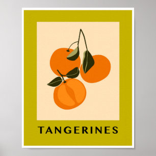 Poster Tangerinas Minimalistas Arte de Fruta Cítrica para