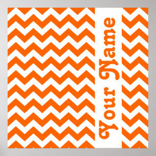 Póster Tangerine Safari Chevron com texto personalizado