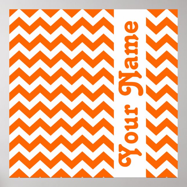 Póster Tangerine Safari Chevron com texto personalizado (Frente)