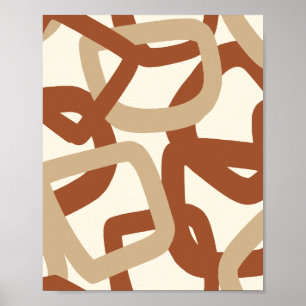 Poster Tangle Quadrado Abstrato Geométrico Neutro Terroso
