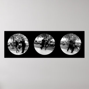 Póster Tango na plaza em Buenos Aires - preto & branco