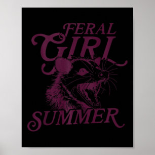 Poster Tanque de verão da Raccoon Feral Girl