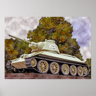 Póster Tanque do russo T-34, memorial de guerra