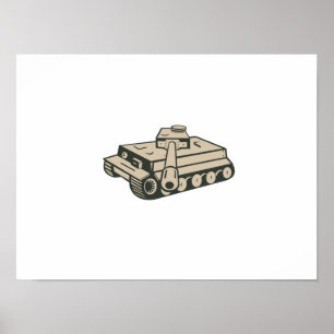 Poster Tanque Panzer Alemão da Segunda Guerra Mundial Aim