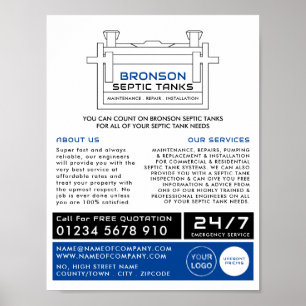 Poster Tanque séptico, Empresa séptica, Engenheiro séptic
