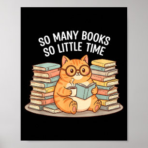 Poster Tantos Livros Pouco Tempo Gato Com Café