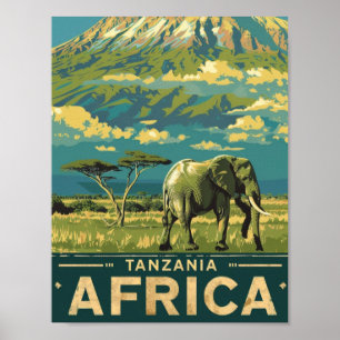 Poster Tanzânia Africa Vintage Familiar Viagem