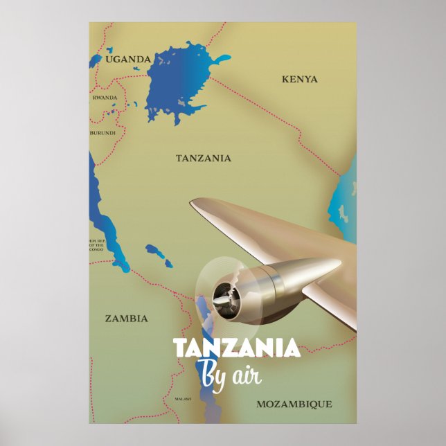 Poster Tanzânia De Avião (Frente)