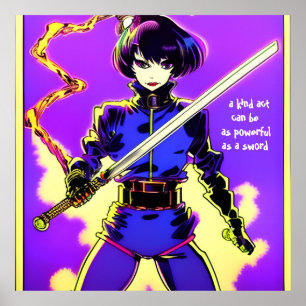 Poster Tão poderosa quanto uma espada. Texto editável.