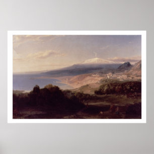 Poster Taormina e Monte Etna, c.1840 (óleo em canvas)