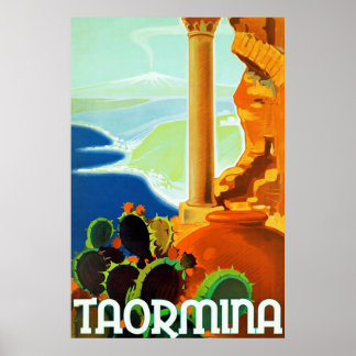Póster Taormina ~ Vintage Viagem italiano