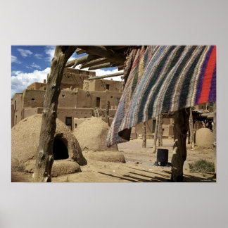 Póster Taos Pueblo histórico como era em 1938