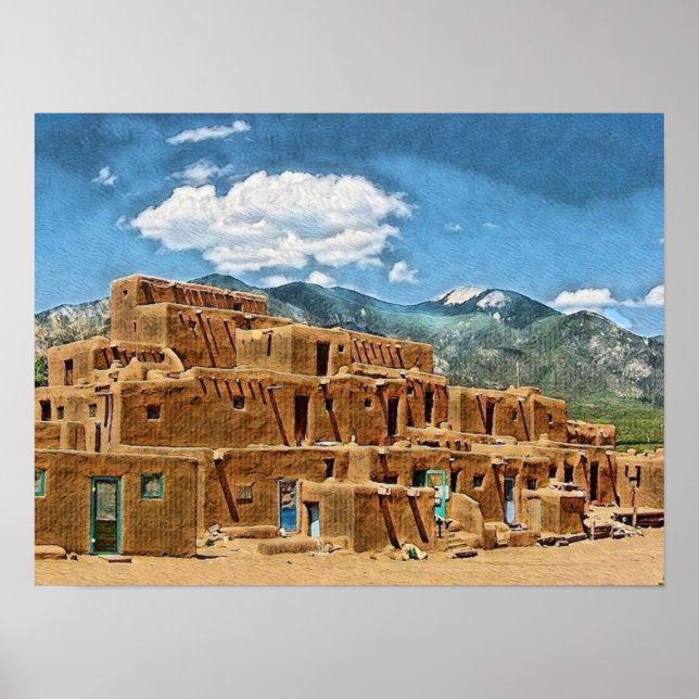 Poster Taos Pueblo, New Mexico (Frente)