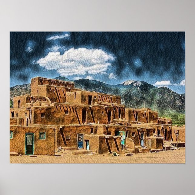 Poster Taos Pueblo, Novo México (Frente)