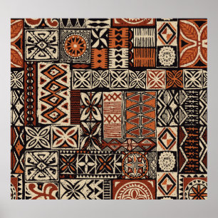 Poster Tapa Havaiana: Patchwork Tribal