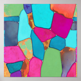 Poster Tapeçaria Abstrata de Corrosão Tóxica de Cor Plana