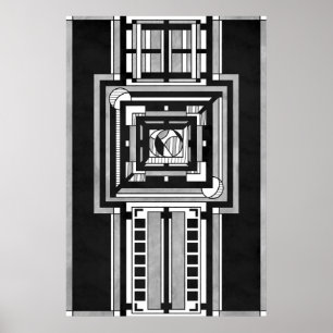 Poster Tapeçaria Art Déco Preto e Branco