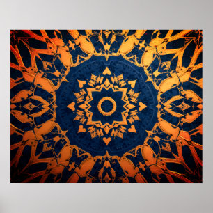 Poster Tapeçaria de Azul + Dourado em um Pôster de Parede