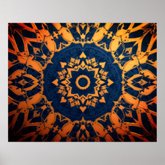 Poster Tapeçaria de Azul + Dourado em um Pôster de Parede