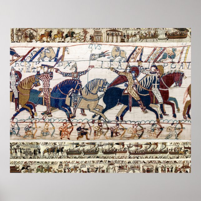 POSTER TAPEÇARIA DE BAYEUX 1066 CAVALEIROS E ARQUEIROS NO (Frente)