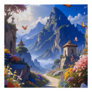 Póster Tapeçaria de Paisagem de Fantasia Sonhadora – Mont