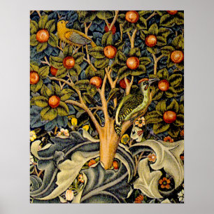 Póster Tapeçaria de Pássaros e Flores de William Morris